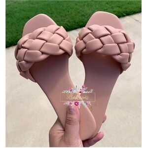 Qupid Nude Braided Sandals